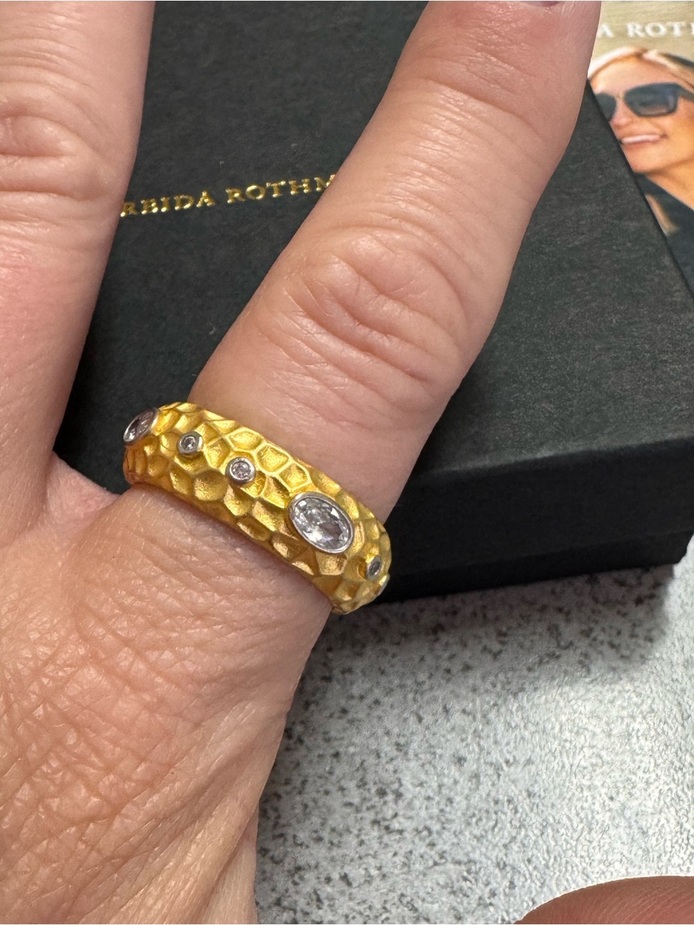 Freida Rothman Textured Matte Gold Ring - Picture 4 of 5
